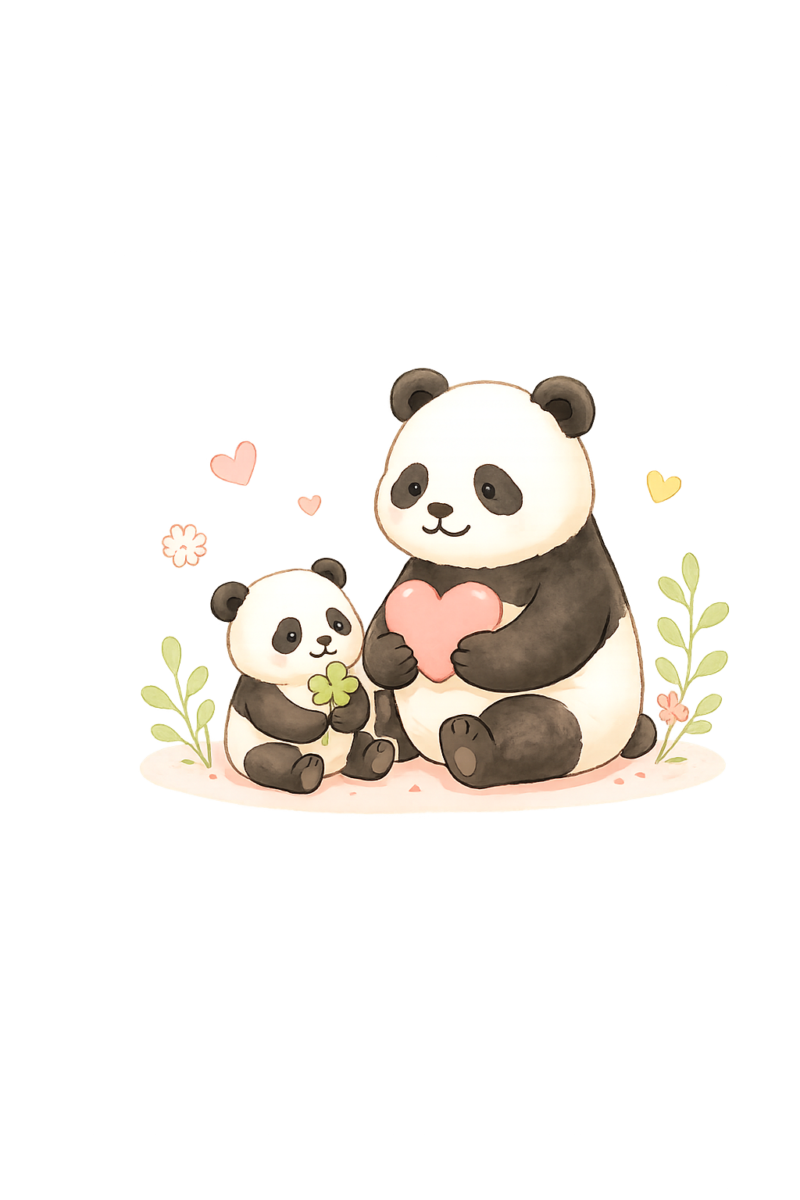 ぱんだHAPPY パンダ親子イラスト