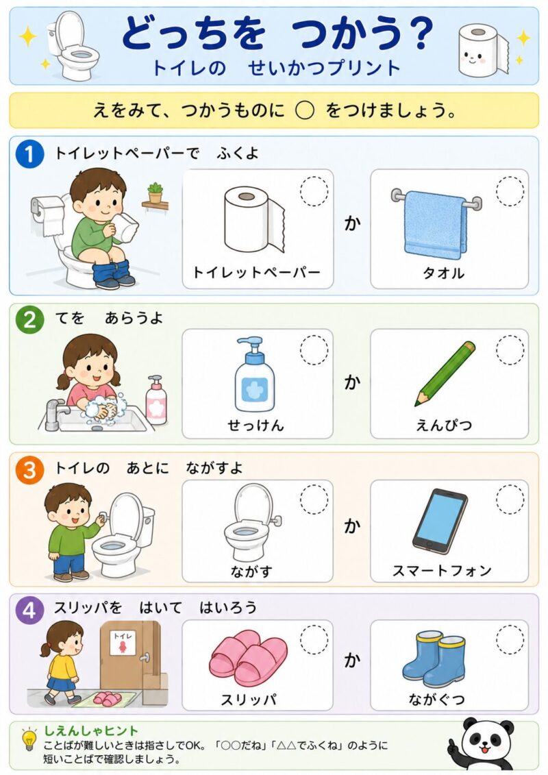 どっちをつかう？トイレのせいかつプリント