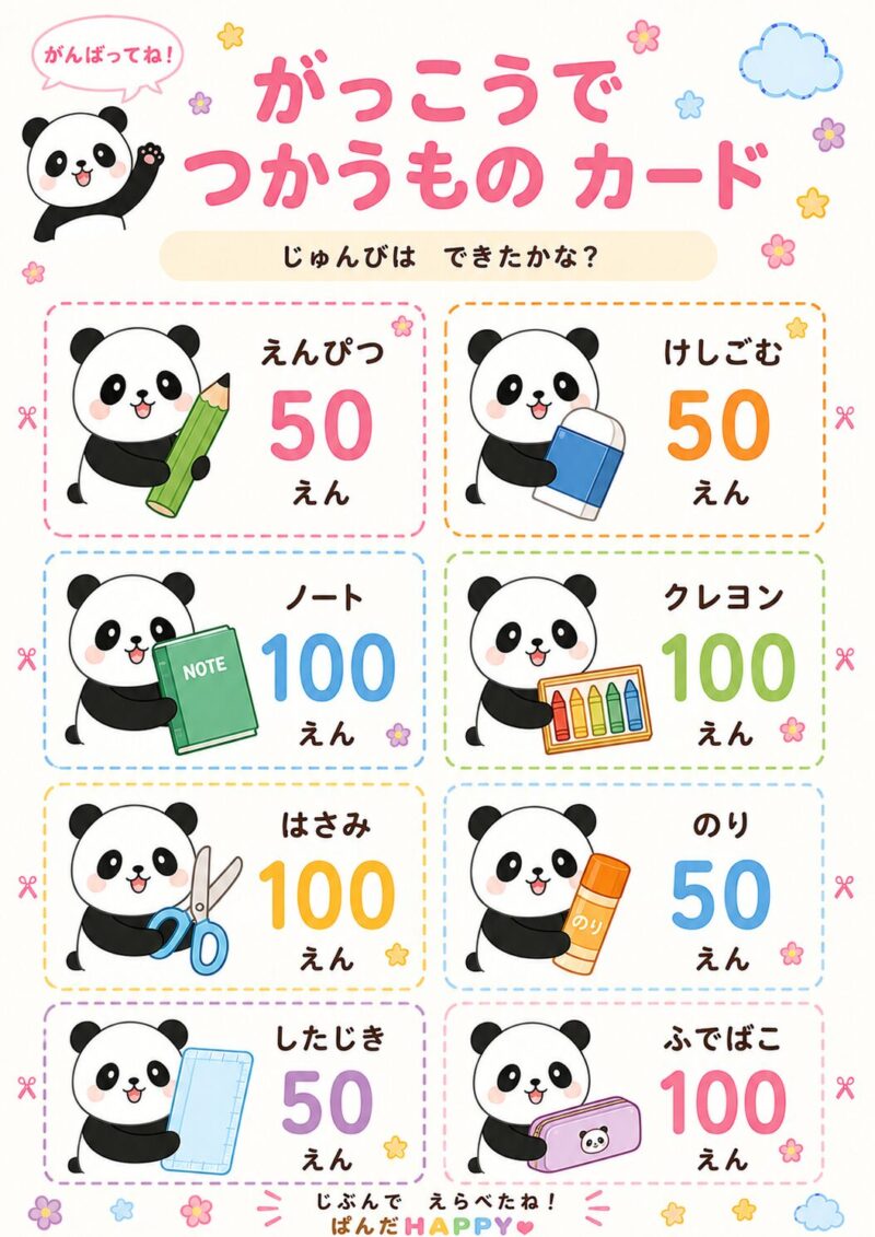 がっこうで つかうもの カード(文房具)