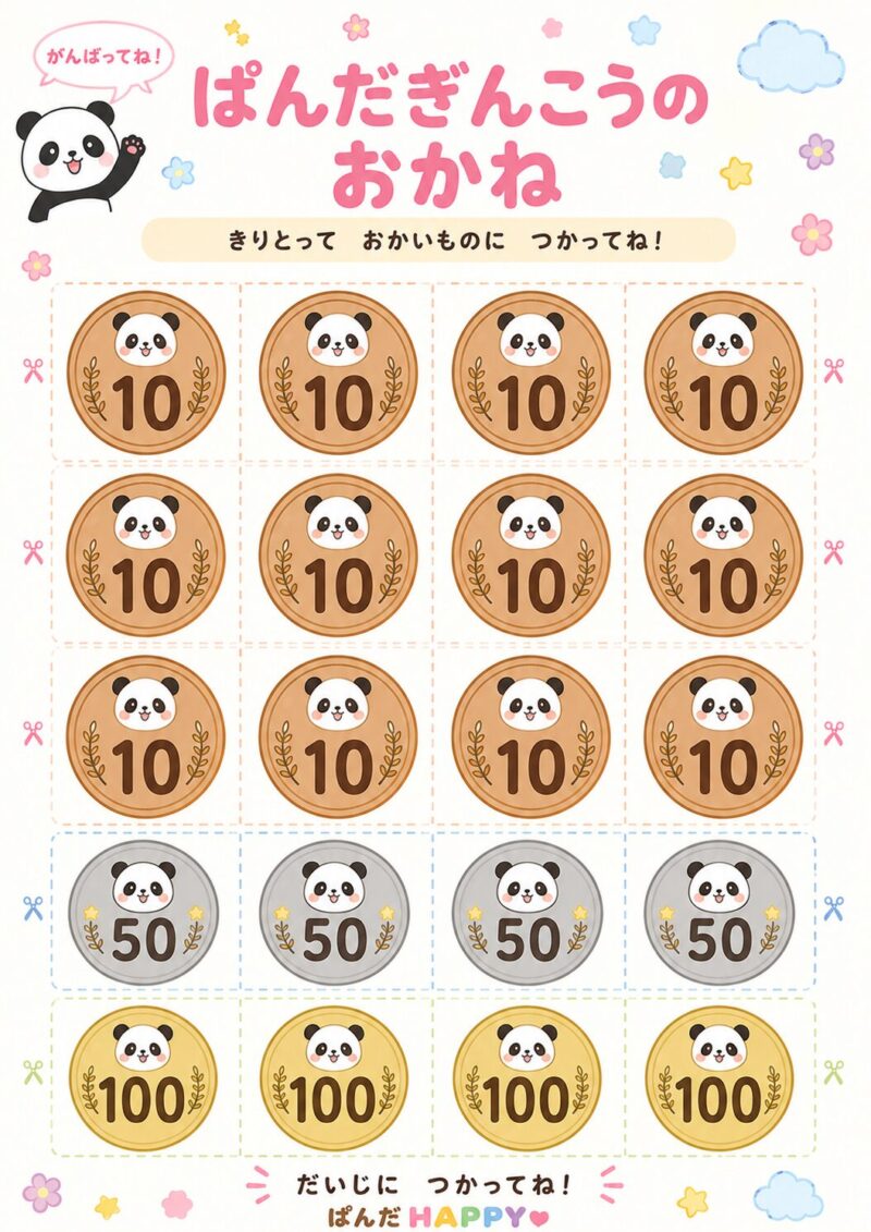 ぱんだぎんこうの おかね(コイン)